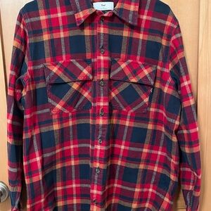 TNA Red, Navy & Tan Plaid Flannel Shirt